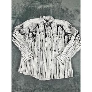 Men’s Barabas Black & White Drip Print Shirt XXL — excellent flaw see photo